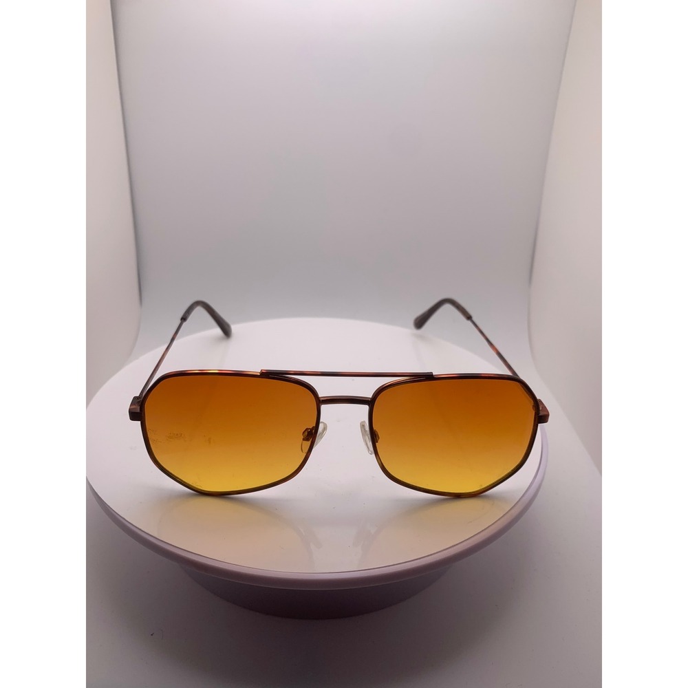 Unisex Amber Tinted Geometric Aviator Sunglasses Tortoiseshell 11956-T-NW Y